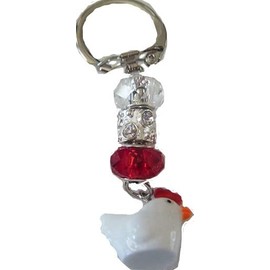 Keychain, Unisex Bling Cute Resin Chicken Dangle Charm+ Removable Three European Charm + GIFT BAG