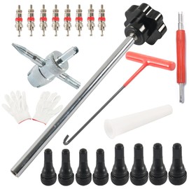 Edinstry 51025 Quick Tire Valve Change Tool Kit for TR413/TR414, Rapid Valve Stem Replacement for Cars, ATVs, Trucks, Lawn Mowers, Includes 4-Way Tool, Valves, Gloves
