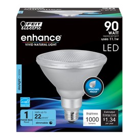 Feit Electric PAR38 LED Bulb, 90W Equivalent, Dimmable, 5000k Daylight, 1000 Lumen, 22 Year Lifespan, E26 Base, PAR38 Flood Light Bulb, CRI 90, Indoor/Outdoor, UL Listed, 1 Pack, PAR38DM/950CA