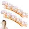 lasuroa 2pcs Pearl Hair Clips for Women, Elegant Gold Pearl