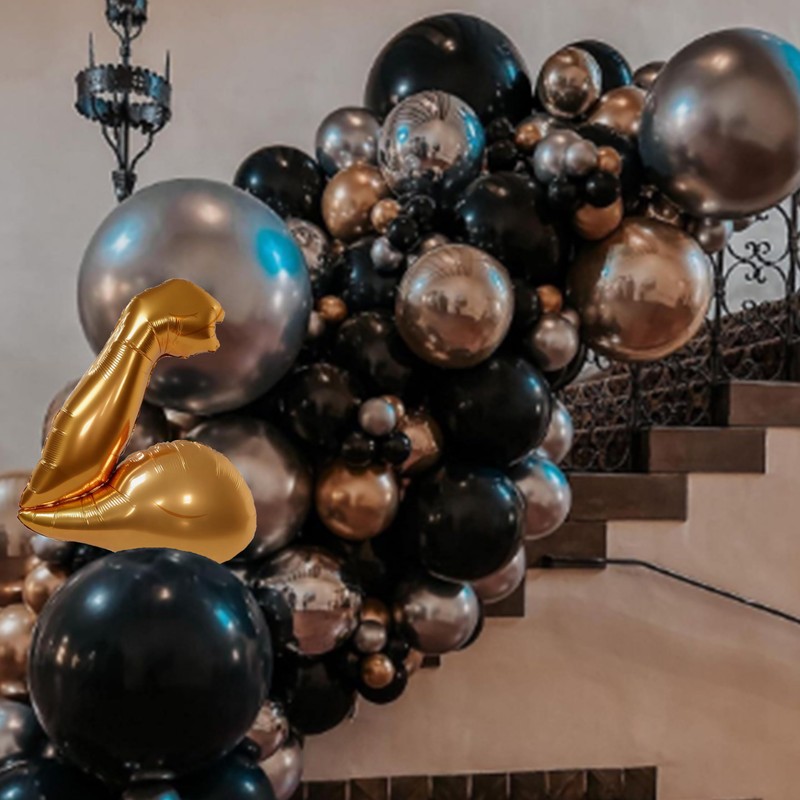 6Pcs Gold Bicep Foil Balloons Set for Gym Opening &