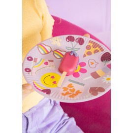 Folat 25031 Decorazioni per feste Hippie Boho Retrò - Piatti - Boho Girlz - 23 cm - 8 pezzi - Segno di Pace Arcobaleno Fiore di Margherita per Bambini Articoli per Decorazioni di Feste