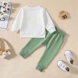 Big Bro Little Bro Matching Clothes Toddler Infant Baby Boy Long Sleeve Tracksuit 2 Pcs Sweatshirt Top Pant Set Outfit (CA/US, Age, 12 Months, 18 Months, Lil Wave)