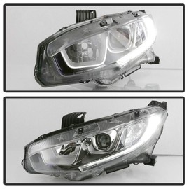 ACANII - For [Halogen Model] 2016-2021 Honda Civic LED DRL Projector Headlight Headlamp Replacement Left Driver Side