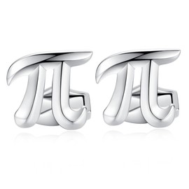 HONEY BEAR Men's π Physics Symbol Mathematics Cufflinks Stainless Steel Cuff Links Silver Reusable, Copper, No Gemstone