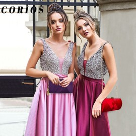 CORIOS Women's Clutch Bag Evening Bag Fringe Chain Bag Luxury Small Shoulder Bag Elegant Shoulder Bag Wedding Prom Party Handbag, red