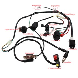 Full Wiring Harness Loom Solenoid Coil Regulator C7HSA Spark Plug 50 70cc 90cc 110cc 125cc Dirt Pit Bike Electric Start Engine