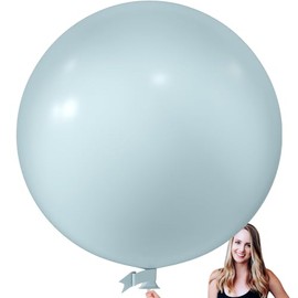 KALOR 36 Inch Giant Retro Misty Blue Balloons, 6 Pack Large Round Retro Misty Blue Latex Balloons for Anniversary, Birthday, Christmas, Wedding, Baby Shower Party Decorations