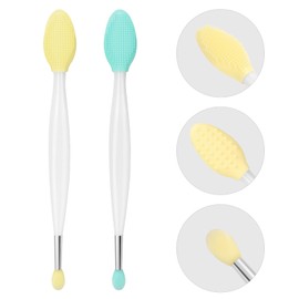 Unaone Lip Scrub Brush - 2 PCS Dual-ended Lip Scrubber Exfoliator and Silicone Lip Brush, 2-in-1 Silicone Lip Scrub Tool Lip Mask Applicator, Gentle Exfoliator & Applicator for Soft