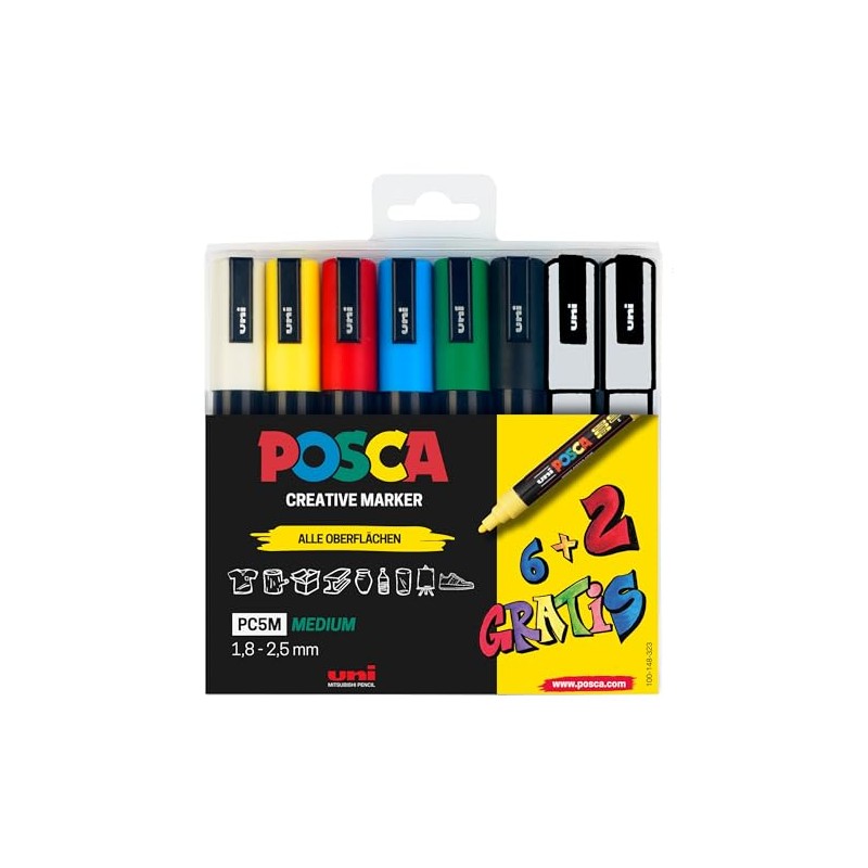 Faber-Castell 186826 Uni-Ball Posca Marker Set, Case of 8 Acrylic