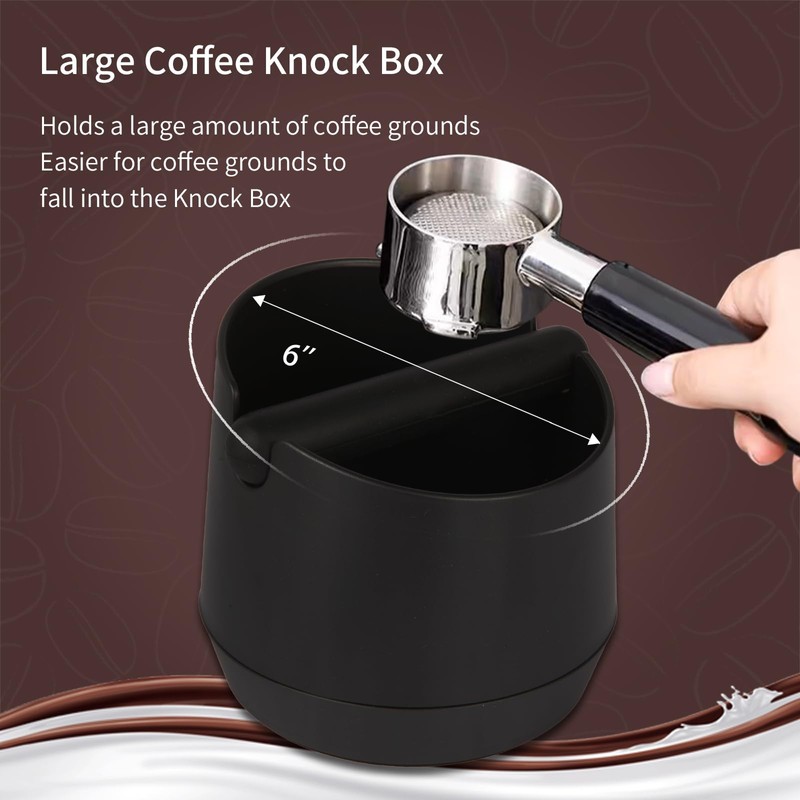IAOSEN Knock Box 6 Inch Espresso Knock Box Shock-Absorbent Knock