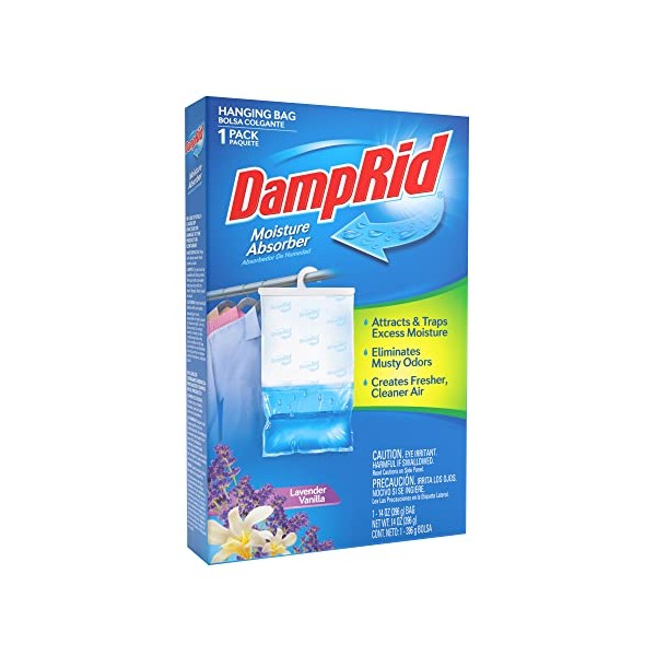 DampRid Lavender Vanilla Hanging Moisture Absorber, For Fresher, Cleaner Air in Closets, 6 Pack