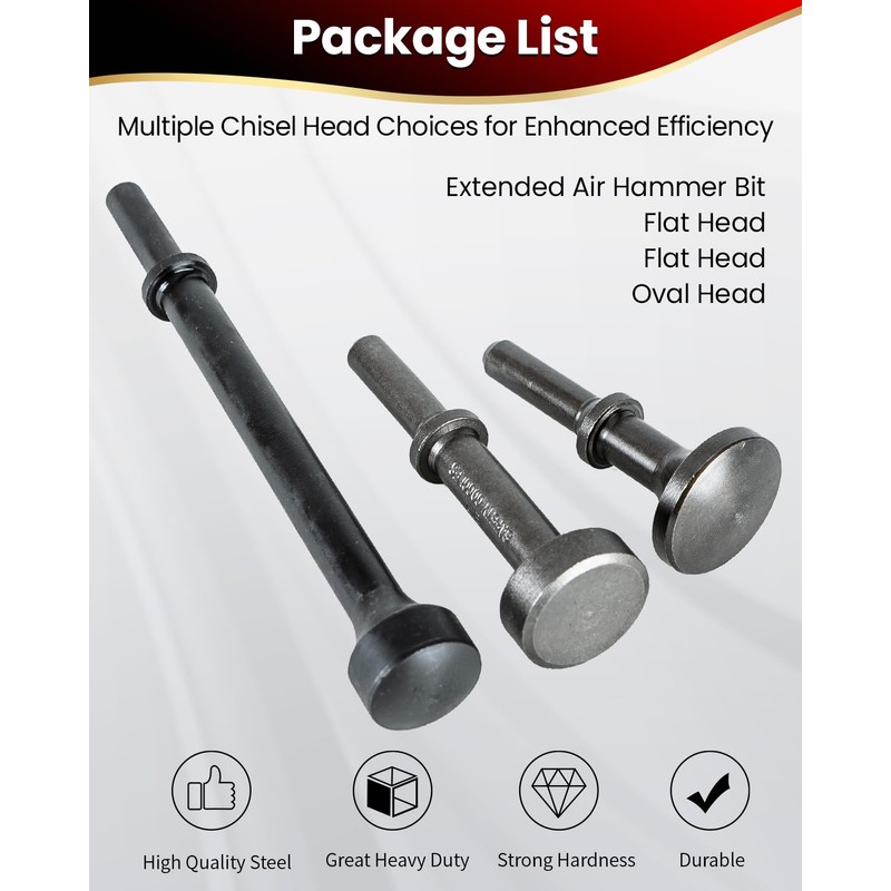 DUPDMKIN 4Pcs Air Hammer Bits Set, Air Hammer Attachments Kit,
