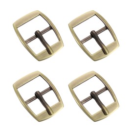 sourcing map Metal Roller Buckle, 4Pcs 0.75" Single Prong Belt Buckle Square Center Bar Buckles for Leather Craft Accessories Belt, Bronze