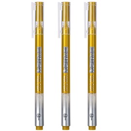Archic Gold Pens Metallic Gel Ink 1.0mm Tip Marker Rollerball Highlighter (Pack of 3)