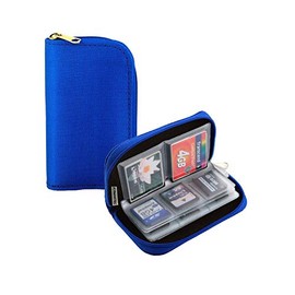 Memory Card Case - Carrying Case Suitable for Micro SD, Mini SD and 4X CF, Card Holder Bag Wallet for Media Storage Organization (Blue)