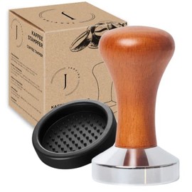 Jarvins Tamper for Portafilter Including Tamper Mat, Coffee Tamper with High-Quality Real Wood Handle and Stainless Steel, Full Coffee Enjoyment with Espresso Stamp, Barista Tool for Coffee Lovers (51