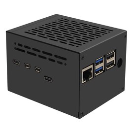 Geekworm X1205-C1 Metal Case for Raspberry Pi 5 and X1205 UPS and Active Cooler and X1000/X1001/X1003/X1004/X1015/M901 PCIe Top