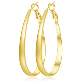 KUMIKUMI Gold Hoops Earrings for Women, Hypoallergenic Large Gold Hoop Earrings Lightwieght Oval Hoop Earrings Women Gifts (30/40/50/60MM)
