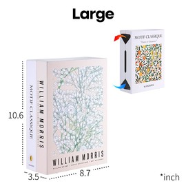 Book Shape Decorative Cable Management Box - Expandable Cable Organizer Box with Magnetic Closure for Home & Office (William Morris, Large)