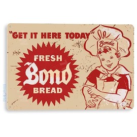 Tinworld Tin Sign: “Bond Fresh Bread” Metal Decor Art Kitchen Farm Store A256
