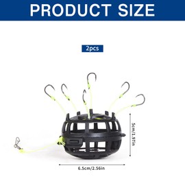 Fishing Hooks, Pack of 2 Fishing Accessories, Reverse Bottom Bait Cage, 360° Floating Bait Cage Fishing Hook, Omnidirectional Fishing Hook, Fishing Set, for Pike, Zander, Perch and Trout, Freshwater