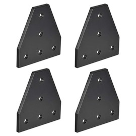 sourcing map T Shape Outside Joining Plate, 60mm x 60mm x 4mm with 5-Hole Joint Bracket for 2020 Aluminum Profile, 4 Pcs (Black)