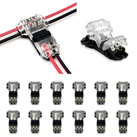 12 Pcs T Tap Wire Connectors, 3 Way 2-pin Solderless Low Voltage Connectors