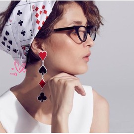 XHBTS Funny Playing Cards Pattern Dangle Drop Earring Acrylic Spades Hearts Plum Poker Earrings Poker Nail Art Stickers