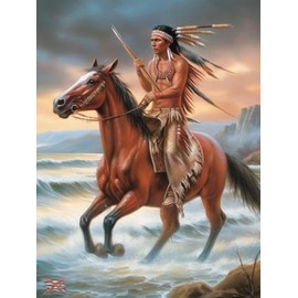 Reofrey Diamond Painting Accessories Indians DIY Diamond Art Kits, Horses 5D Diamond Painting Kits for Adults Cross Stitch, Full Drill Round Crystal Embroidery for Craft Home Wall Decor 30x40cm