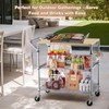 3 Tier Rolling Kitchen Cart with Wood Tabletop, Kitchen Island