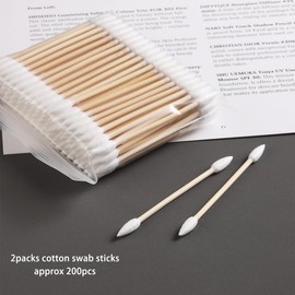 Fcozpjk 200PCS Pointed Tip Cotton Swabs, Precision Tip Cotton Swabs with Wooden Sticks, Double Side Cotton Buds for Makeup, Personal Care, Nail Polish Clean Up Tool, Nail Polish Corrector Swabs