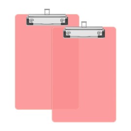 Juvealoe A5 Small Clipboard 2 Pack, 6 x 9 Plastic Mini Pink Colored Clip Boards with Low Profile Clip, Half-Letter Size for Classroom, Teacher, Students, School & Office Supplies