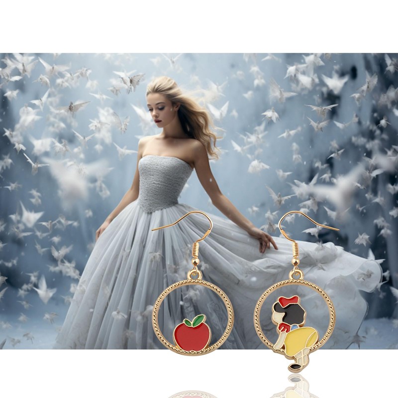 CENWA Snow Princess Gift Red Apple Earrings Princess Movies Dangle