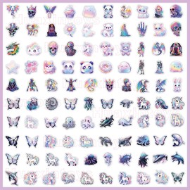 Huaxintoys Aesthetic Sticker Pack, Unicorn Stickers, Animals Stickers, Purple Magic Stickers, Punk Stickers for Laptop, Motorcycle, Bicycle, Skateboard, Suitcase, DIY Party Supplies (Pack of 100)