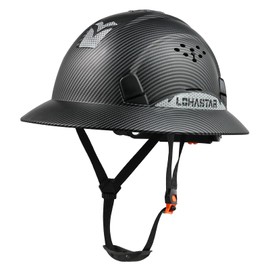 LOHASTAR Full Brim Hard Hat Construction OSHA Approved Vented Hard Hat Cascos De Construccion Adjustable Work Safety Helmet for Men and Women （Matte Black