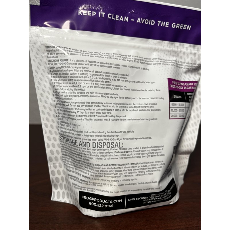 FROG 90-Day Algae Barrier - Dry Formula Algaecide Prevents Black,