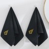 sense gnosis Black Hand Towel Set of 2 Embroidered 100%