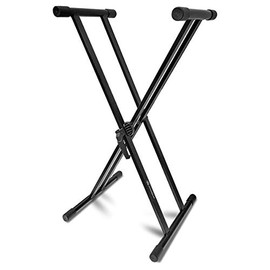 AxcessAbles KX-201 Double X Keyboard/ DJ Coffin Case Stand with 100LB Capacity. No Assembly Required.