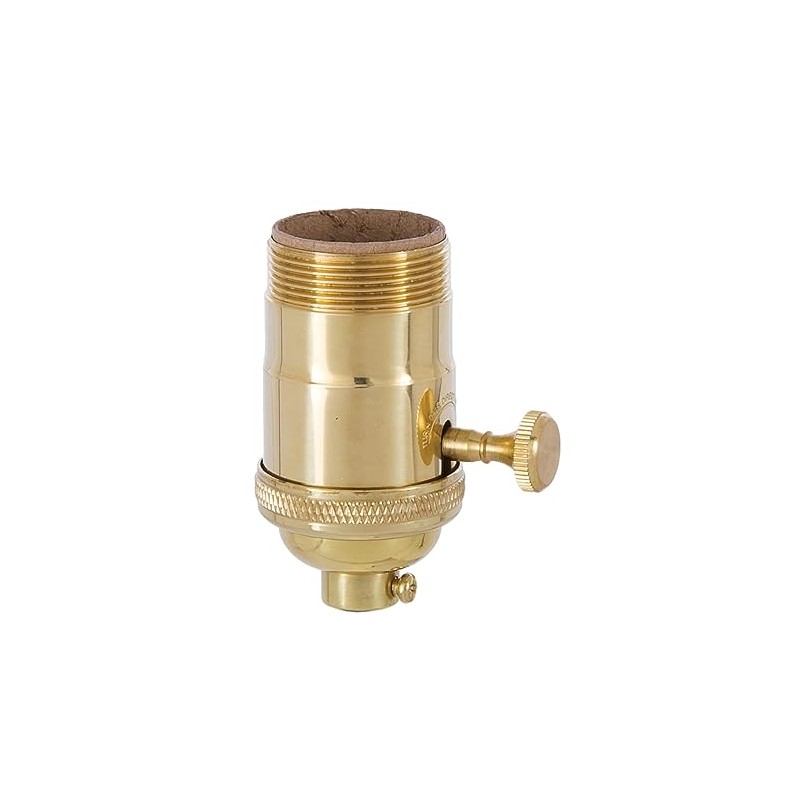 B&P Lamp® 3-Way, Turned Brass Lamp Socket (E26) with Special