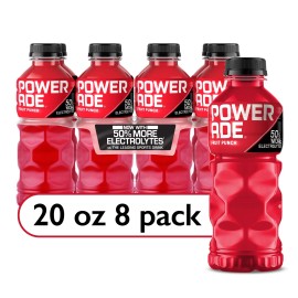 Unbranded POWERADE 8 Count Fruit Punch Bottled Electrolyte Sports Drink, 20 fl oz