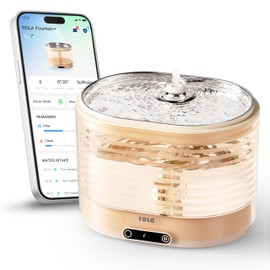 Enabot EBO ROLA Cat Water Fountain Cordless: Battery-Operated Smart Pet Fountain, Pumpless Cat Water Dispenser, Stainless Steel Tray, Wireless Cat Fountain w/Phone App (2.4 GHz Only)