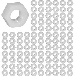 100 Pcs M6 Nylon Hex Nuts Plastic Threaded Insert Locking Nuts for Screws Bolts, White