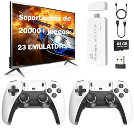 Consola de Videojuegos Retro Game Stick 4K,Consola de Juegos Retro 64G,20000+ Juegos Soportados ,23 Emuladores Clásicos, Salida HDMI TV,con Doble Mando Inalámbrico 2.4G,Consola Regalo para