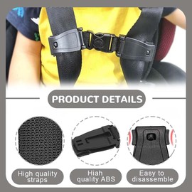 QOWUXHZ Pack of 2 Release Protection Child Seat Chest Strap Clip Belt Safety Child Seat Child Safety Belt Buckle Strap for Car Seats Pushchairs Children's High Chairs Bicycle Seats Black Grey