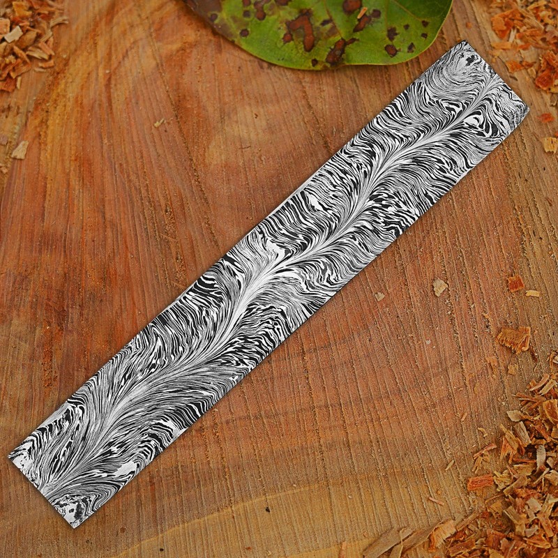 Nesmo 521 Damascus Steel Blank Billet Snack Feather Patern Bar