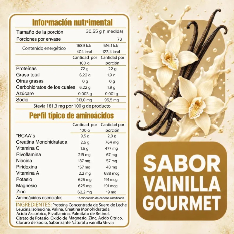 Proteina 100% Whey 2.2 Kg Unique Nutrition Sabor Vainilla