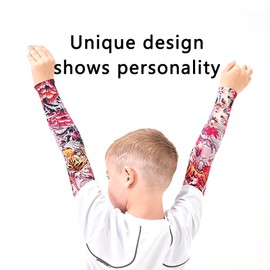 AHXN UV Sun Protection Arm Sleeves for Kids & Youth, UPF 50 Cooling,Basketball Shooting Tattoo Sleeves - Football, Baseball (Tiger)