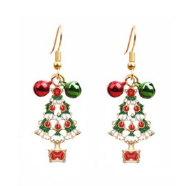 Christmas Tree and Bell Earrings for Women Girls Stars Colorful Green Red Sparkling Bells Rhinestone Dangle Earrings Holiday Party Jewelry Gifts Metal Cubic Zirconia, Metal, Cubic Zirconia