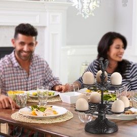 OGANAZI Heavy Duty Cast Iron Egg Holder Countertop - Vintage Egg Holder Stand for Fresh Eggs, Retro Egg Stroage Rack, Easter Egg Display Holder for Kitchen & Dinning Countertop Decor